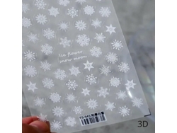 Pegatina Para Uñas 3d Con Copo De Nieve Navideño, Cortada Con Láser, Brillante, Autoadhesiva, Diseño En Relieve 5d.