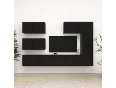 Conjunto 6 de muebles de TV VIDAXL madera contrachapada negro