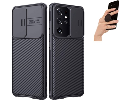 Carcasa y Popsocket Samsung S21 Ultra Camshield Nillkin Negro