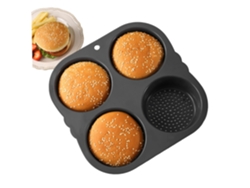 Molde De Silicona Antiadherente De 4 Pulgadas Con 4 Cavidades Para Pan De Hamburguesa, Buena Porosidad Para Repostería.