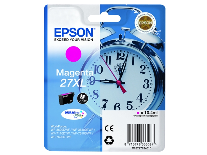 Cartucho de tinta original EPSON 27XL, Despertador 10,4 ml , Magenta, XL, C13T27134012, T2713