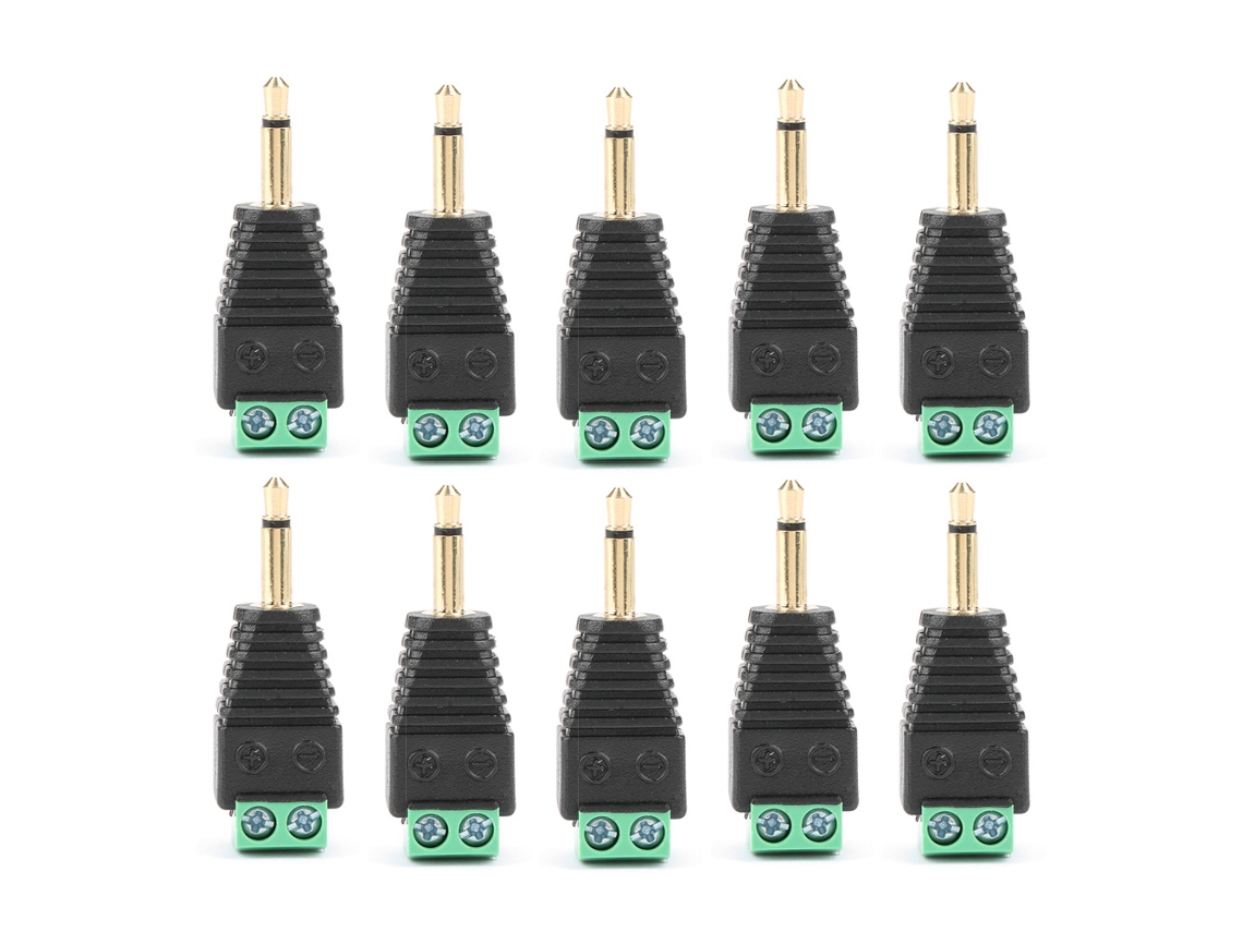 Yncm2026-adaptador De Terminal De Tornillo A Conector Macho Estéreo 3.5mm 2 Polos Para Video Av, 10 Piezas