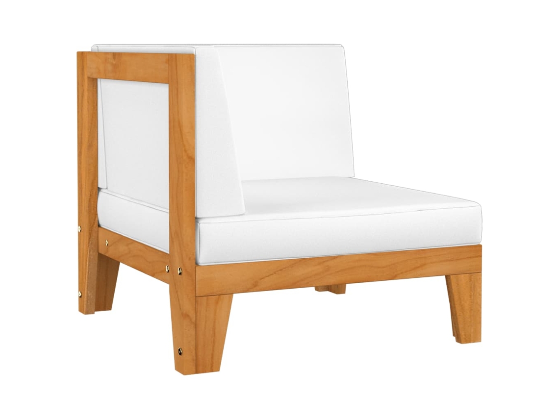 Sofá LOVELY HOME Relax de Rincón Seccional con Cojín Blanco Nata de Madera de Acacia Maciza (68,5 x 68,5 x 62 cm)