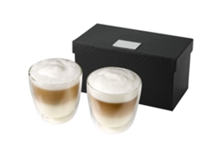 Juego de 2 tazas de café de cristal con diseño de boda.