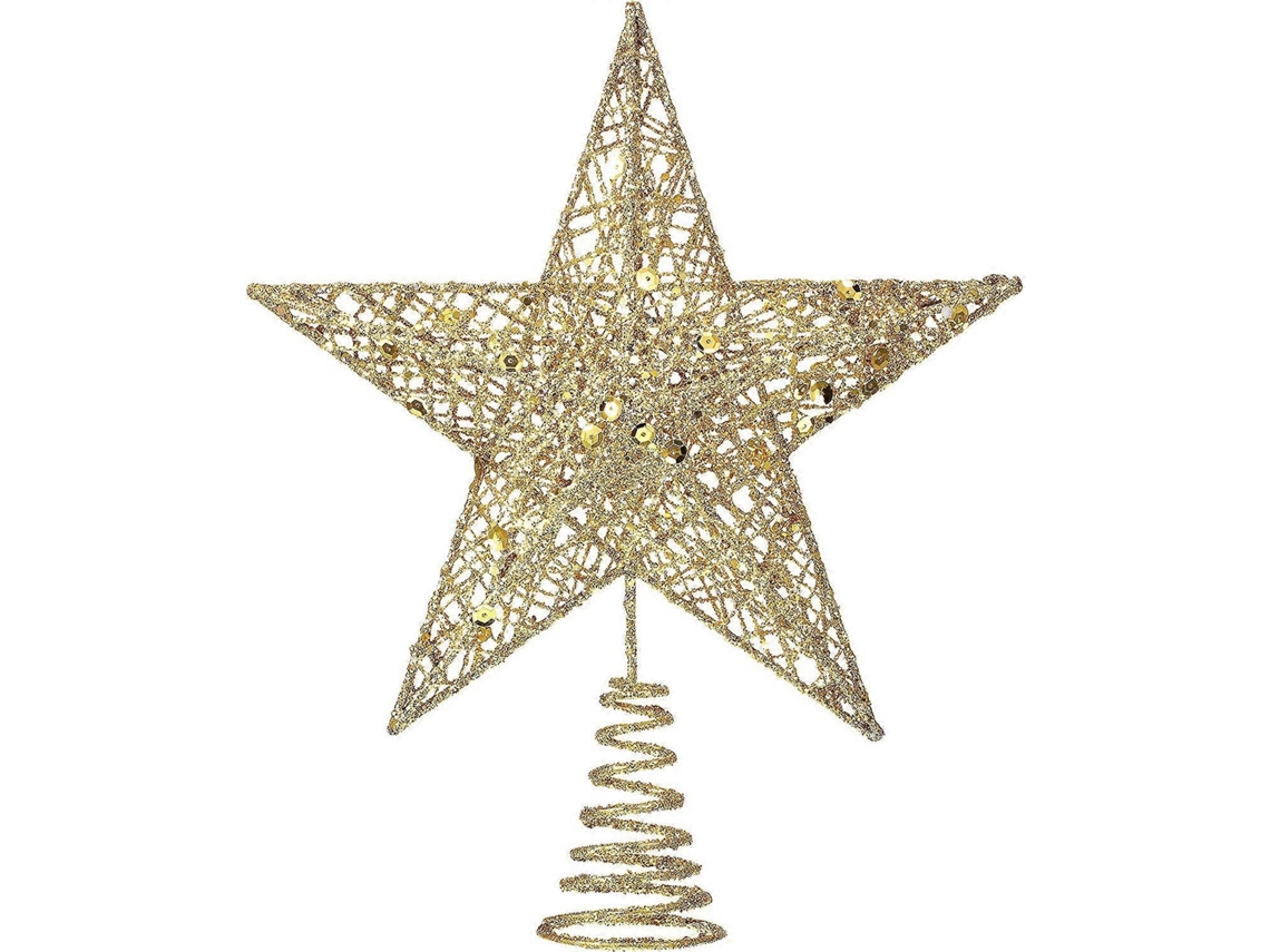 Rebe-adorno De Navidad Gorro Estrella Para Árbol De Navidad Dorado Champán Material Alambre Duradero Diseño Hueco 20cm