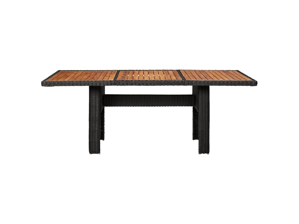 Mesa De Comedor De Jardín Mesa De Exterior 200x100x74 Cm Mimbre Pe Negro Lovely Home