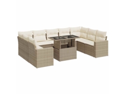 Conjunto 10 de sofás jardín con cojines beige VIDAXL ratán sintético