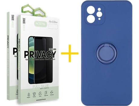 Carcasa + 2 Protectores de Pantalla para iPhone 12 Pro ACCETEL Azul Oscuro