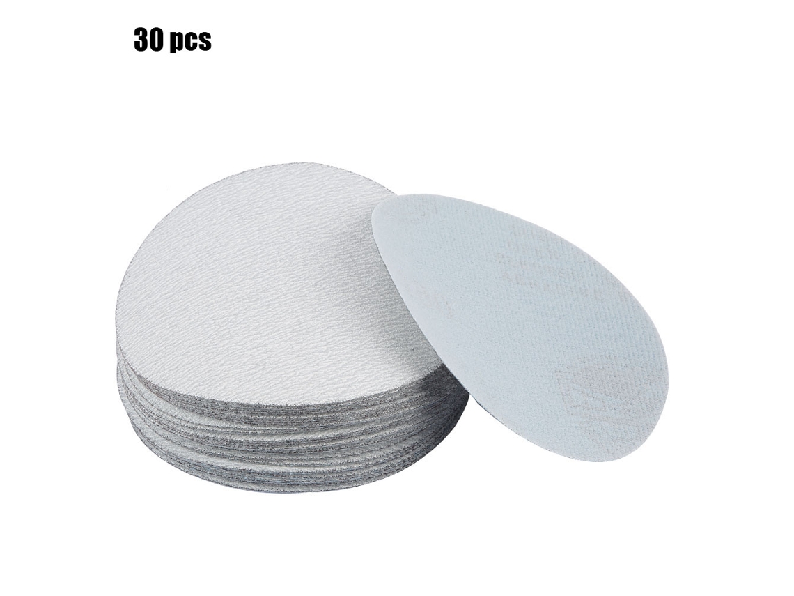 30 Folhas De Lixa Redonda 5 Polegadas 180 Grit Branca Para Lixar Polir Sander