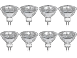 Rebe-paquete De 8 Bombillas Halógenas Gu5.3 Mr16 35w 12v Regulables Luz Blanca Cálida 2800k 400 Lúmenes Cubierta De Vidrio