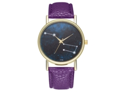 Reloj De Pulsera Unisex De Cuarzo Zhoulianfa Con Correa De Cuero Sintético Morado.