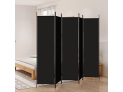 Separador de ambientes | Separador de ambientes de 5 paneles 250x200 cm en tela negra wsd707705 Adorável Casa