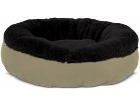 Cama Redonda para Perros y Gatos GAUTY Tela Impermeable y pelo (Negro y Beige - 57 cm)