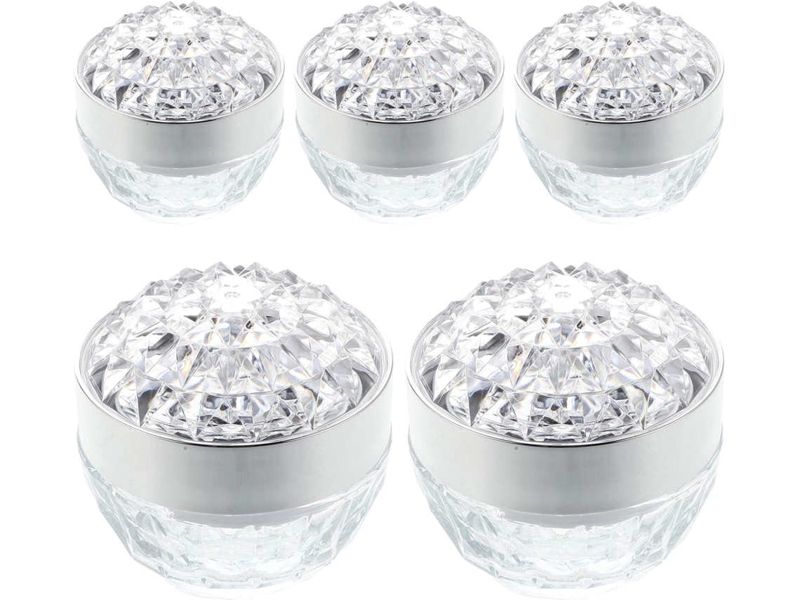 5 Pièces Lot De Pots Échantillons Verre Con Cuellovercles Argentés Récipients Étanches Para Crème V...