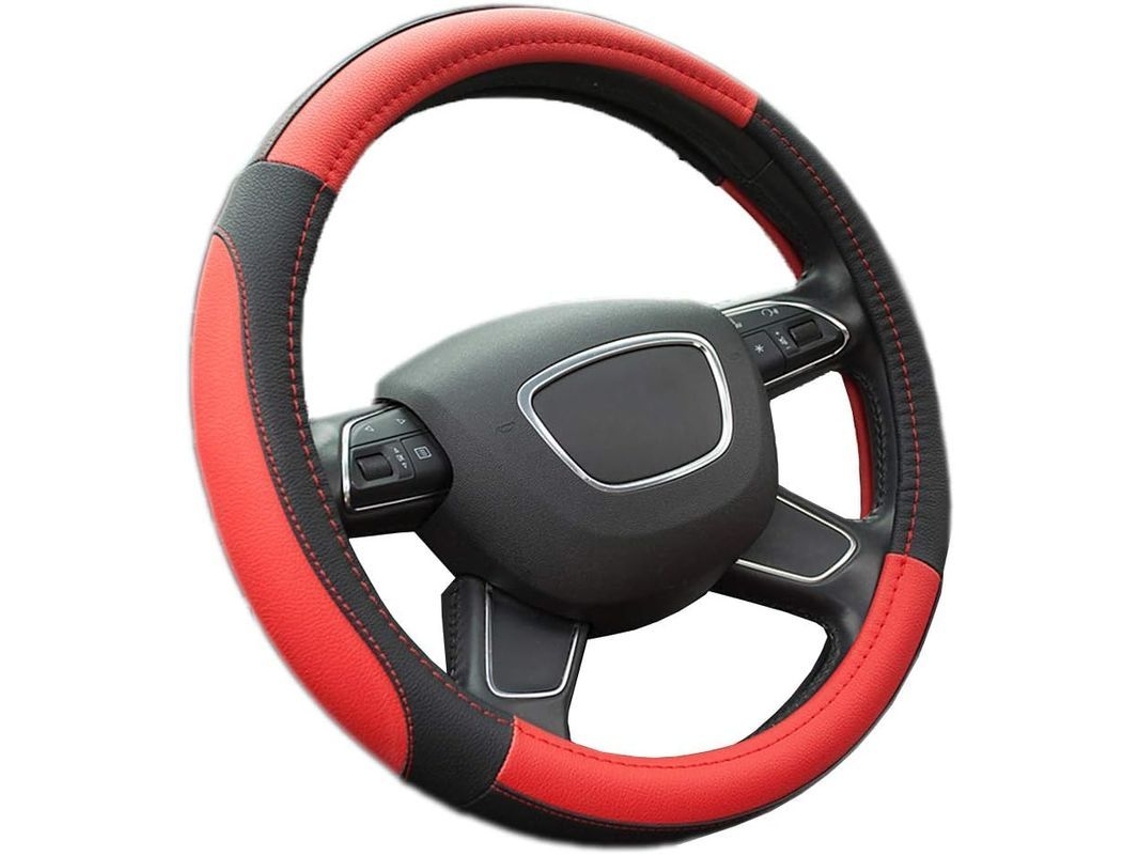 2026-funda De Volante Universal Antideslizante Transpirable De Cuero Microfibra Para Coches (36-38cm, Rojo)