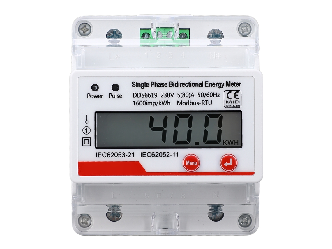 Medidor De Energía Digital Lcd Bidireccional Monofásico Rs485 5-80a Ac230v