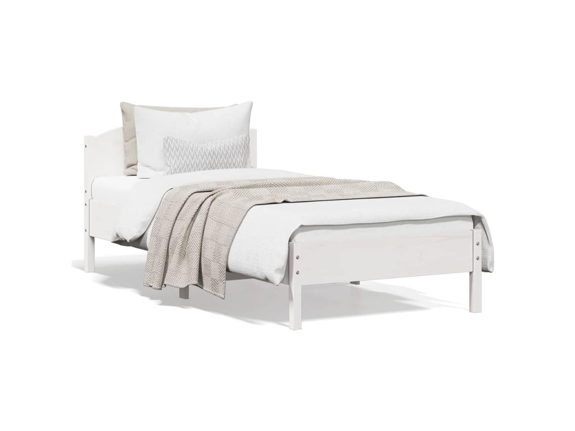 Estructura De Cama Sin Colchón Madera De Pino Blanca 90x200 Cm