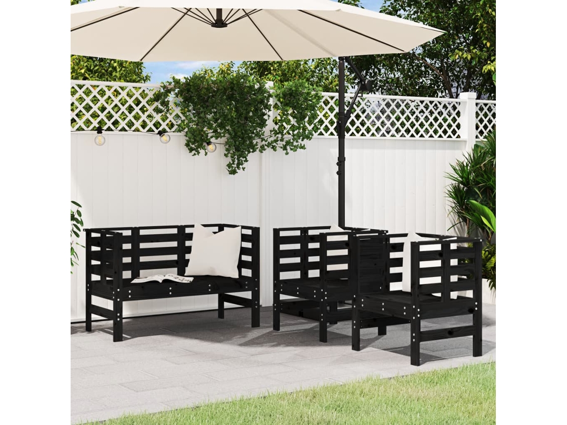 Conjunto de 2 piezas de muebles de jardín de madera maciza de pino negro Dkd Home Decor