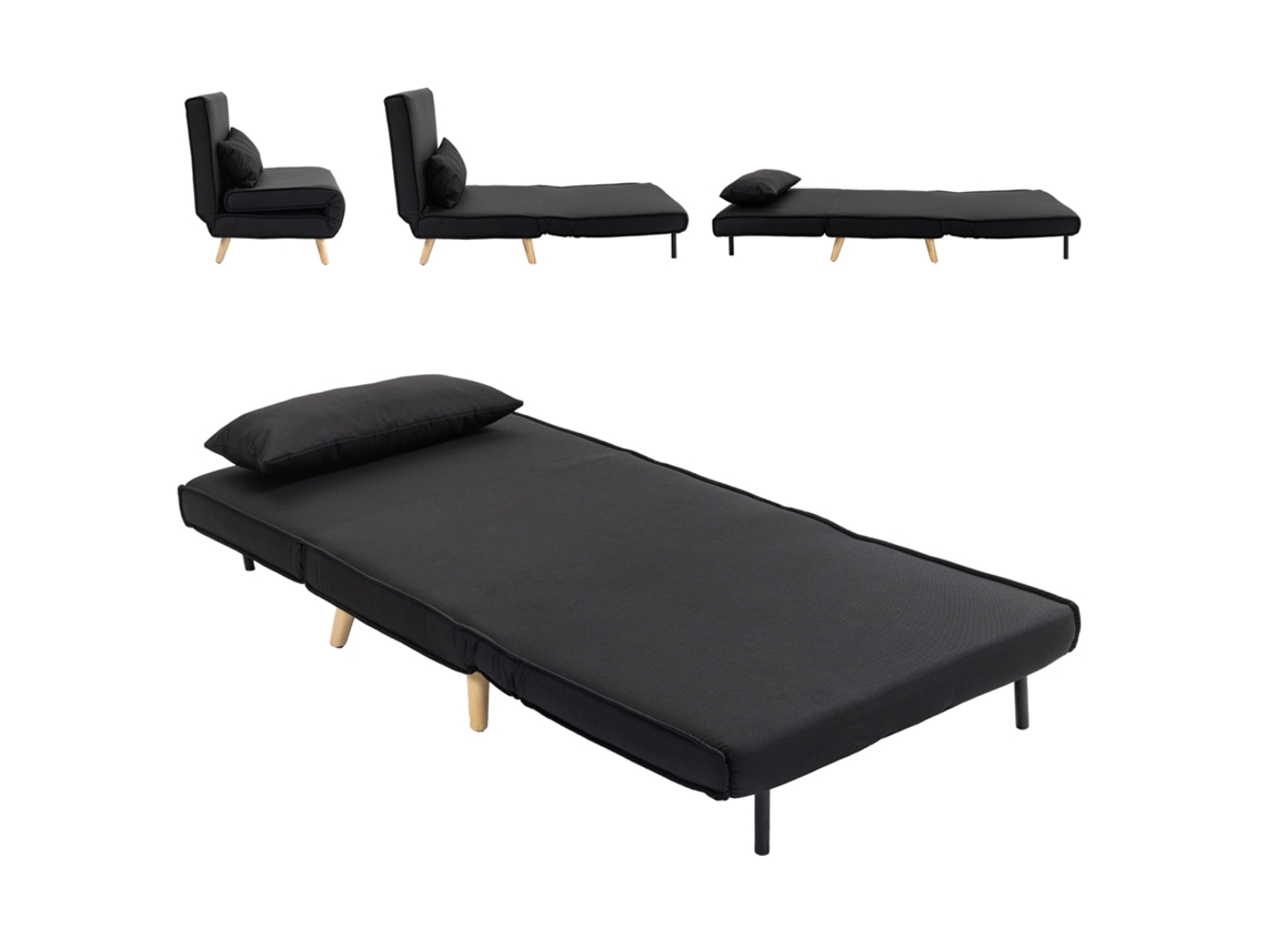 Sofá de 2 plazas PRIME KANG, convertible en sofá cama, con 2 cojines, color marrón claro.