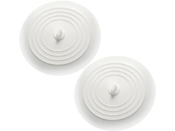 Juego de 2 tapones de drenaje de silicona planos para fregaderos de cocina y baño, 15 cm, Slowmoose (blanco)