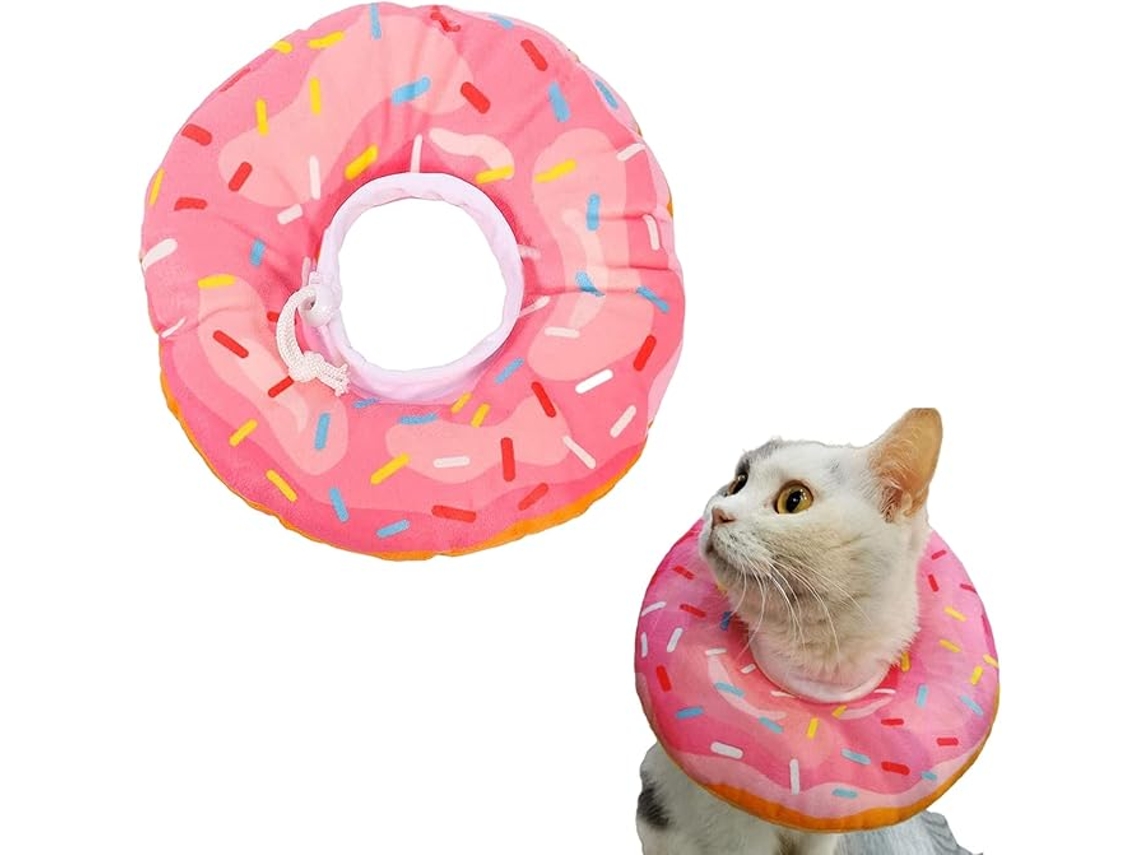 Collar Suave Para Mascotas - Ajustable - Alivio Del Lamido Postoperatorio - Diadema En Forma De Rosquilla - Talla Mediana - Rosa