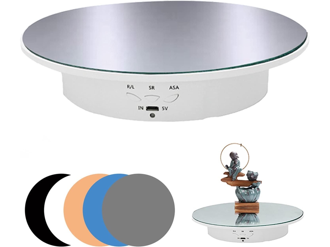 Soporte de exhibición giratorio con diseño de superficie de espejo, plataforma giratoria eléctrica para fotografía de productos y transmisión en vivo,...