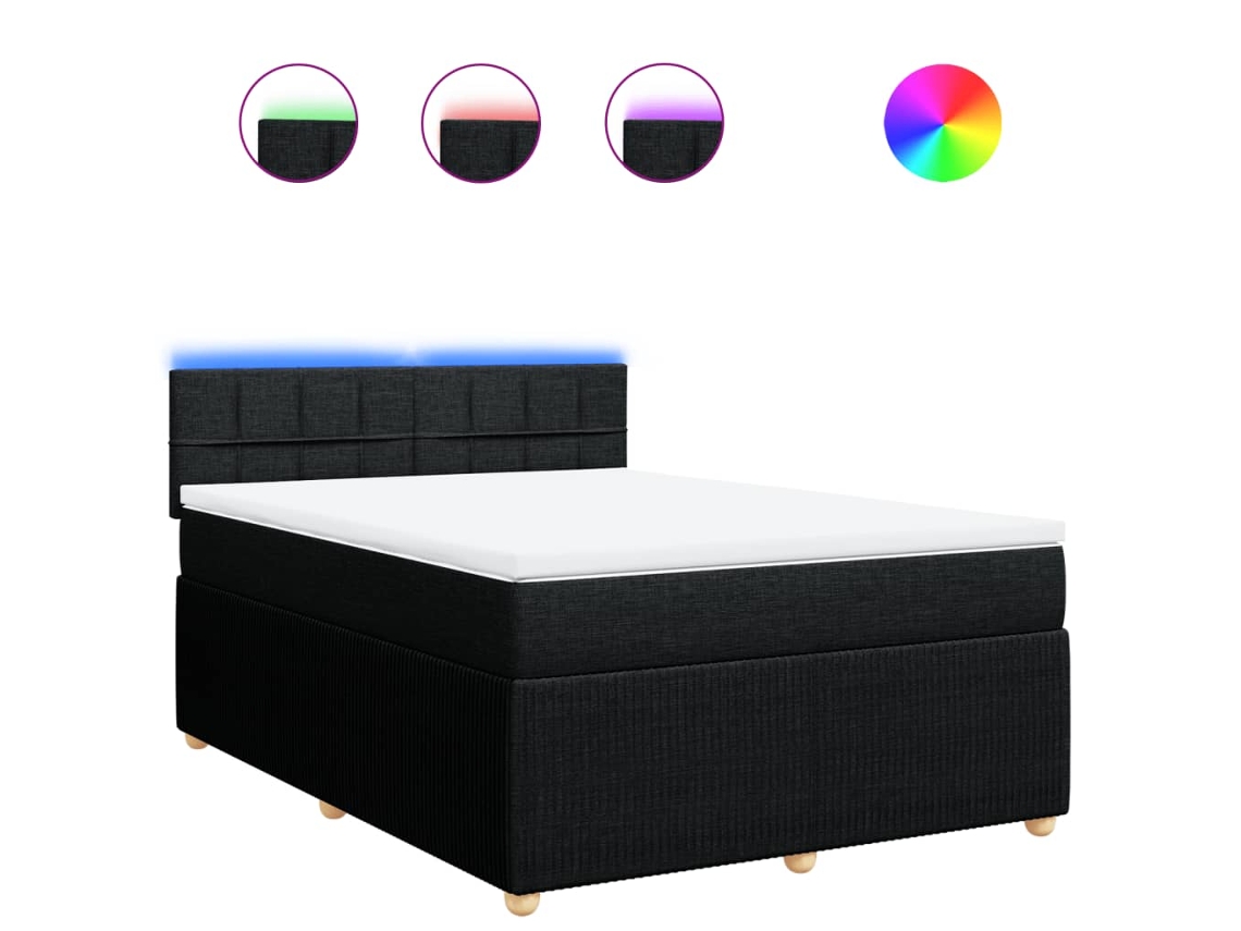 Maison Exclusive - Cama Box Spring Con Colchón Tela Negro 140x190 Cm