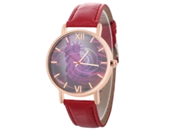 Reloj De Pulsera De Cuarzo Sencillo Y Moderno Con Correa De Cuero Para Hombres, Mujeres Y Estudiantes (rojo)
