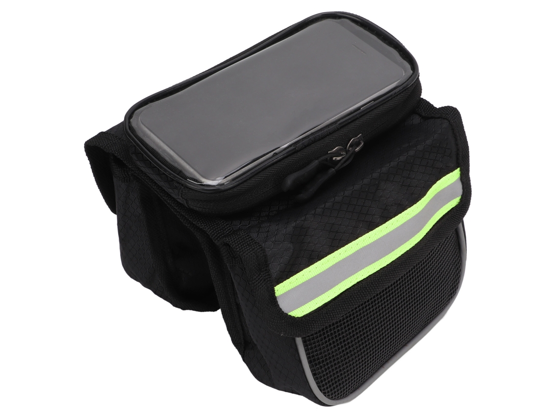 Bolsa Para Cuadro De Bicicleta Con Malla Tpu Sensible Y Tiras Reflectantes Para Teléfonos Móviles De 3,5 A 4,8 Pulgadas - Verde