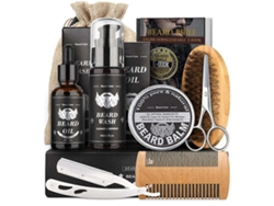 Kit de cuidado de barba para hombres. Incluye cepillo, peine, bálsamo, aceite y tijeras. Tienda Jinyubo.