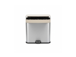Contentor Relaxdays, 3 Comp., 60 L, Cestos Amovíveis, Softclose, Pedal, Inox, Separador De Lixo P/ Cozinha, Bege