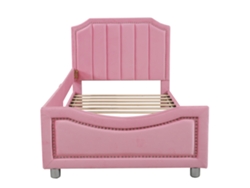 Sofá cama individual Mobrio de terciopelo rosa (90 x 200 cm)