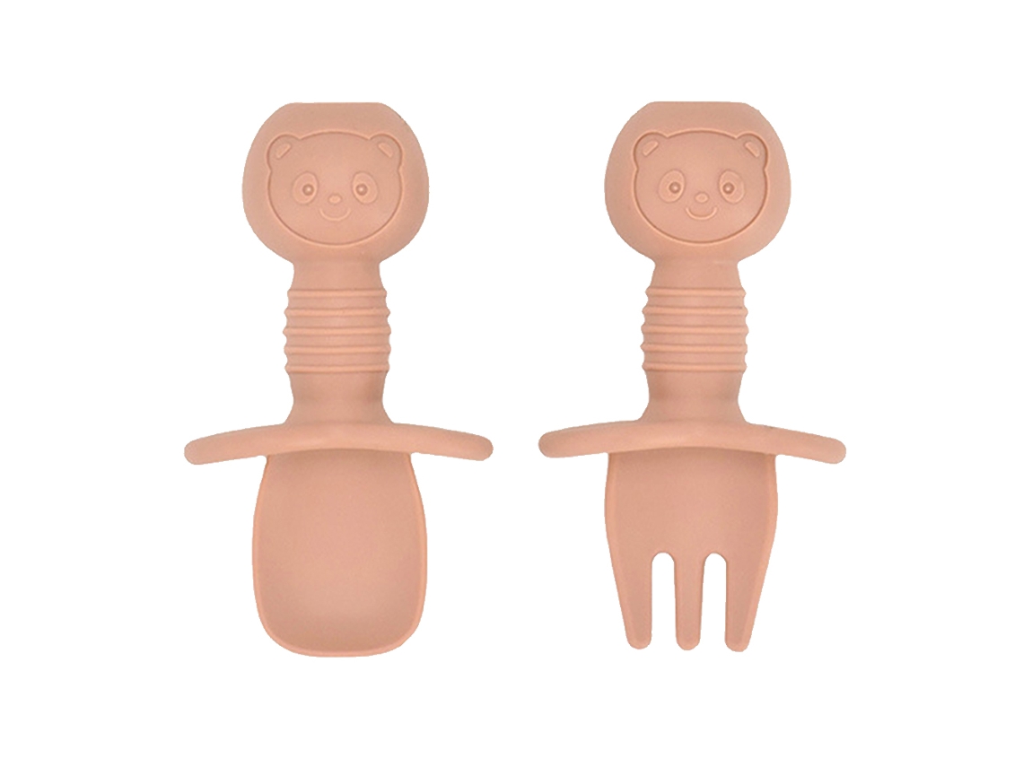 Set de tenedor y cuchara de silicona para bebé - Utensilios de destete guiado, etapa 1 (6 meses) NEVEANCE