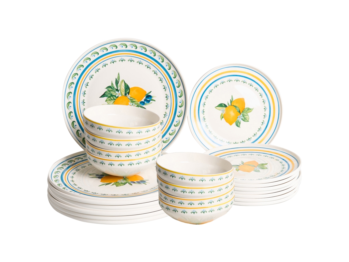 Serviço De Jantar De 24 Peças Beliani Tarragon De Porcelana Branco 27x27x2