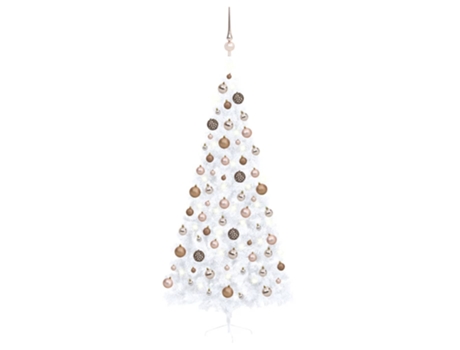 Medio árbol de Navidad VIDAXL con luces y bolas blanco (120 cm)