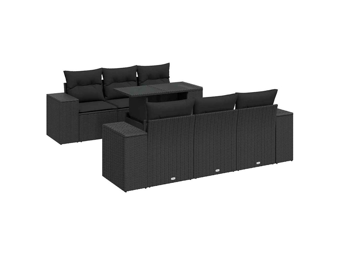 Maison Exclusive - Set De Sofás De Jardín 7 Pzas Con Cojines Ratán Sintético Negro