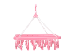 Tendedero plegable con 32 pinzas, rosa