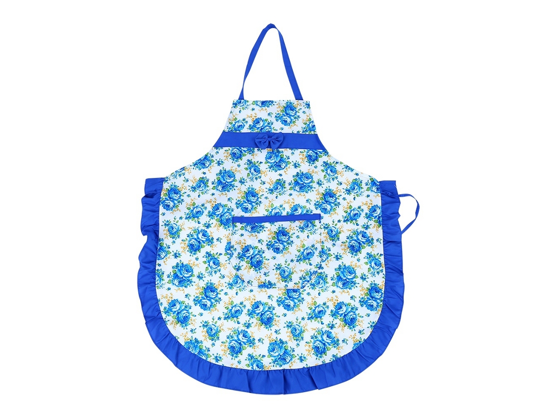 Delantal De Cocina Con Lazo Y Bolsillo, Estampado De Rosas, Vestido Delantal Para Mujer