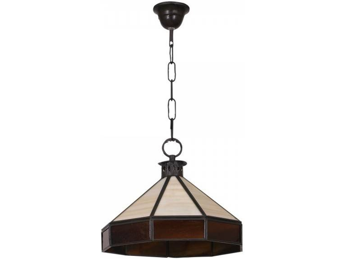 Lámpara de Techo FABRILAMP Adarve (Marrón Oscuro, Beige - E27 - Máx. 60W - Cristal - Metal)