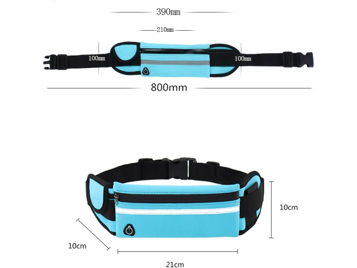 Cinturón De Running Impermeable Unisex - Riñonera Ajustable Para Móvil Y Pasaporte - Azul