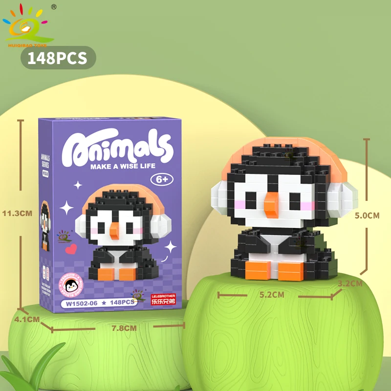 Bloques de construcción en miniatura de animales adorables, modelo de diamante 3D, juguete para armar