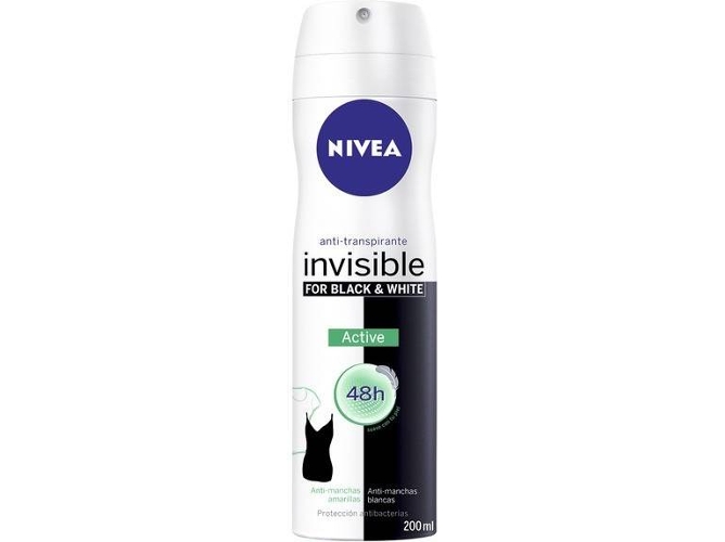 Desodorante NIVEA Black & White Invisible Active Deo Vaporizador (200 ml)