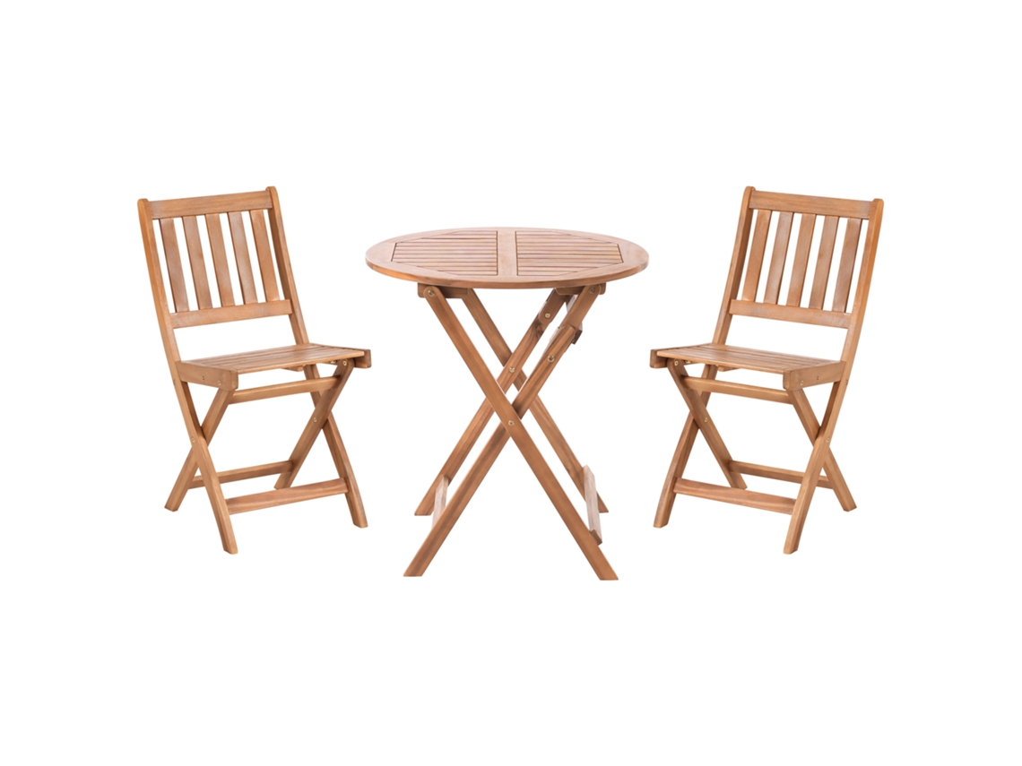 Conjunto de balcón plegable Febbio de madera de acacia marrón certificada