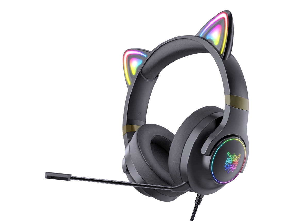 Auriculares con cable Onikuma New X30 con orejas de gato iluminadas y desmontables para PS5, PS4, Xbox y PC.