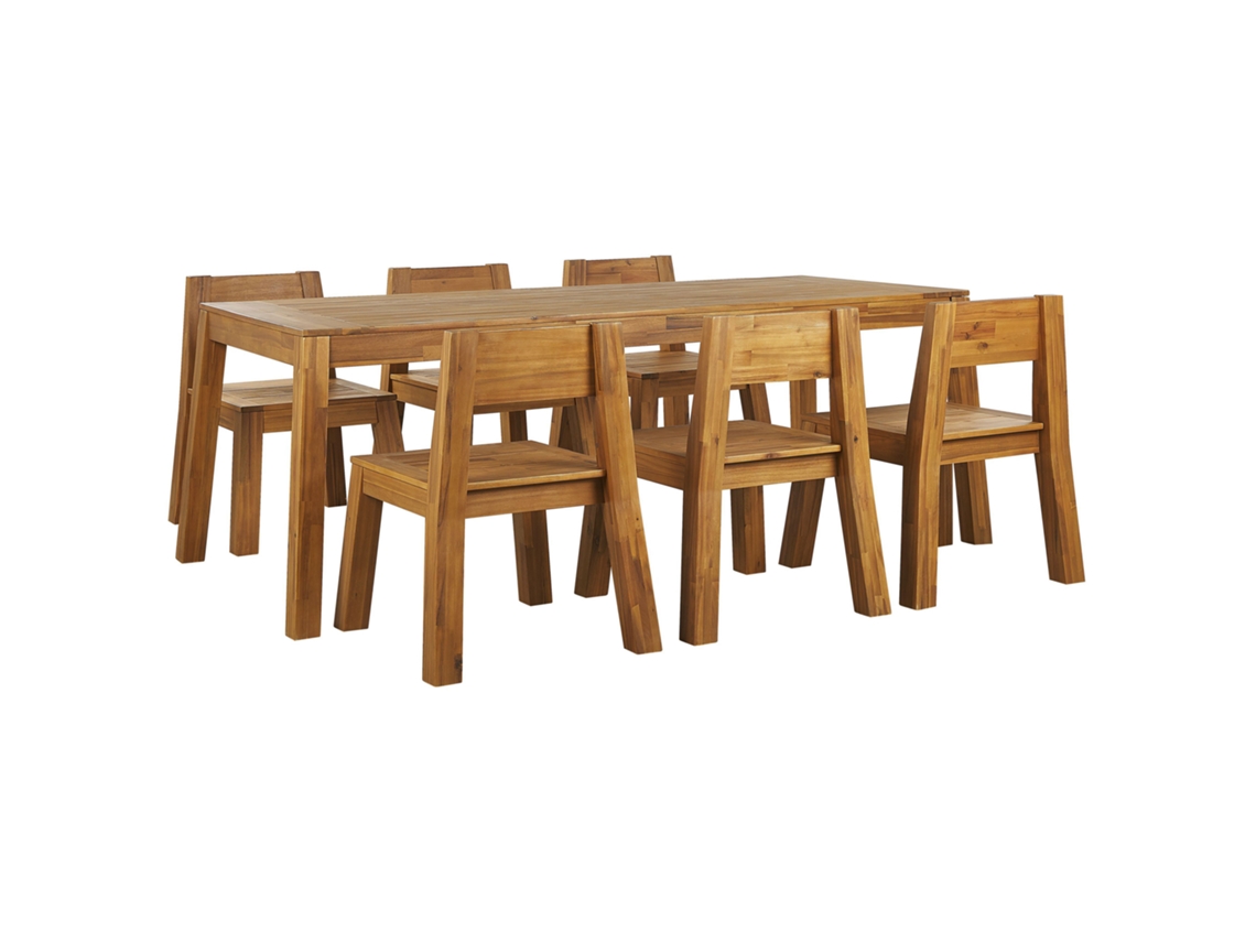 Conjunto de jardín de madera de acacia mesa y sillas BELIANI Livorno