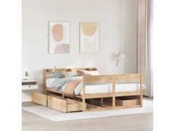 Estructura De Cama Sin Colchón Madera Maciza De Pino 160x200 Cm