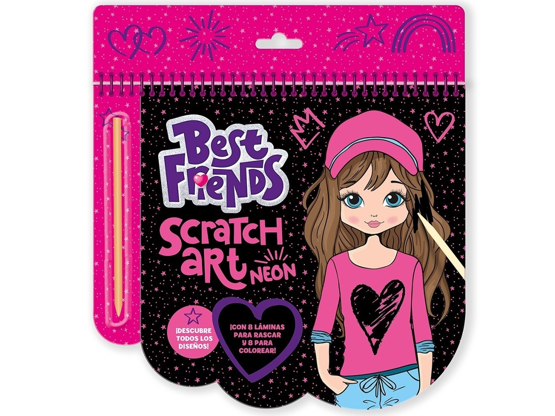 Kit Creativo Art Best Friends Scratch Neon LUDUM