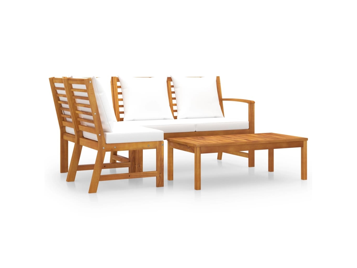 Maison Exclusive - Muebles De Jardín 4 Pzas Cojines Crema Madera Maciza De Acacia
