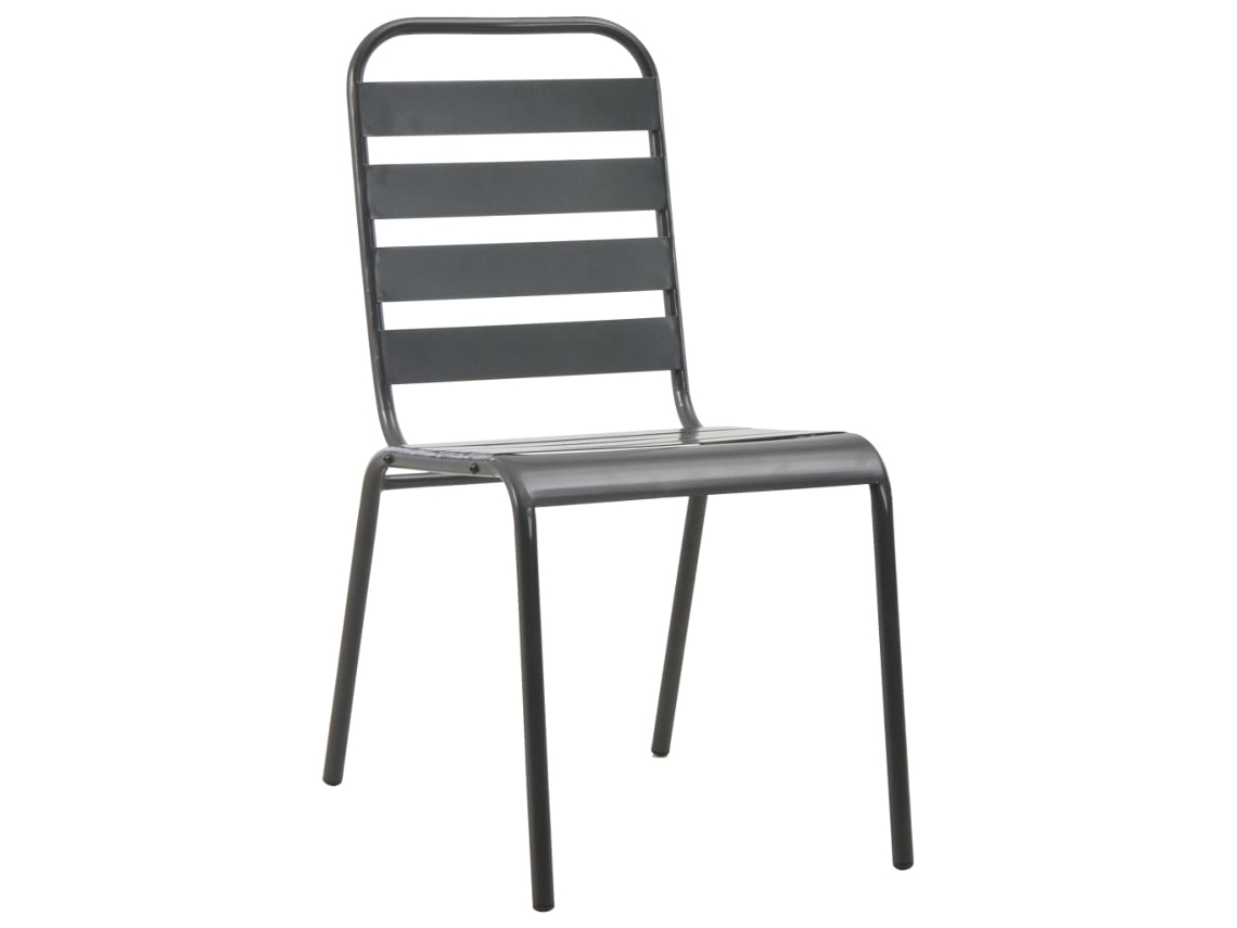 Sillas De Jardín Apilables 2 Uds | Silla De Exterior Acero Gris