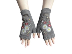 Guantes de lana hechos a mano, color gris, para mujer, invierno/otoño, estilo retro de ganchillo, con bolsillo, tejidos de mezcla de algodón (modelo 2026).